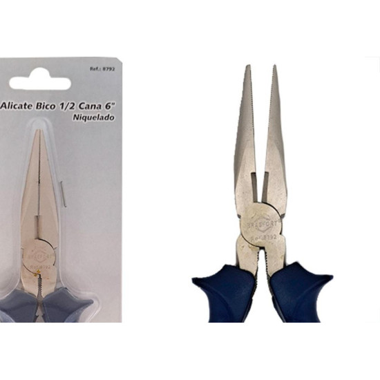 Alicate Bico Meia Cana Brasfort 6'' Profissional Niquelado - 8792 Alicate Bico Meia Cana Brasfort 6'' Profissional Niquelado - 8792