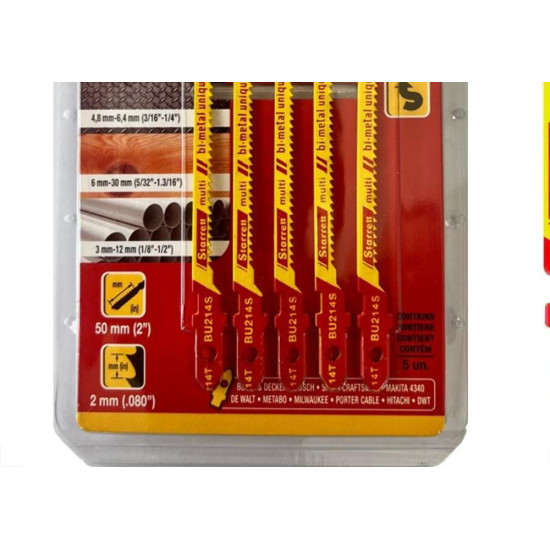 Serra Tico-Tico Lamina Starrett Multi Bi-Metal Com 5 Pecas Bu214S - 50Mm - 14T Serra Tico-Tico Lamina Starrett Multi Bi-Metal Com 5 Pecas Bu214S - 50Mm - 14T