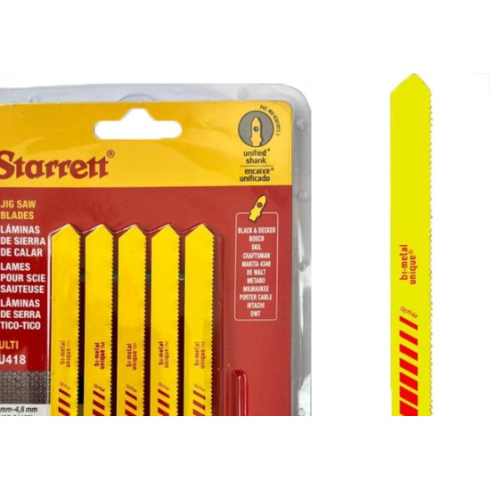 Serra Tico-Tico Lamina Starrett Multi Bi-Metal Com 5 Pecas Bu418 - 100Mm - 18T