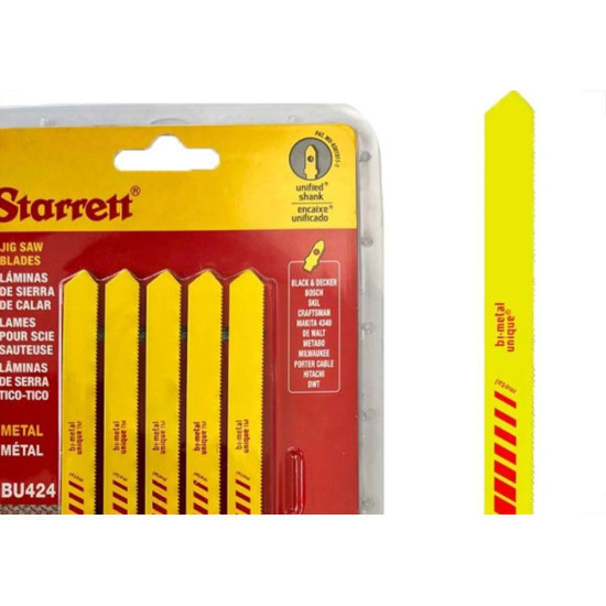 Serra Tico-Tico Lamina Starrett Metal Bi-Metal Com 5 Pecas Bu424 - 100Mm - 24T