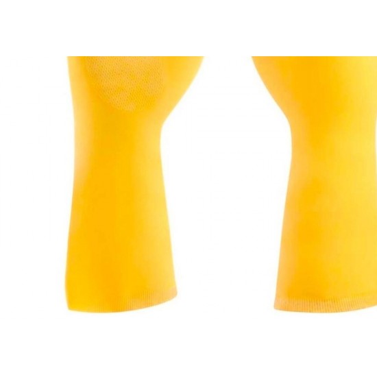 Luva Borracha Mucambo Amarela Pro 280 Forrada Antiderrapante - 9-Xg . / Kit C/ 10 Peca