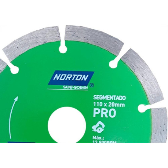 Disco Diamantado Norton Pro Segmentado Seco 110X20Mm
