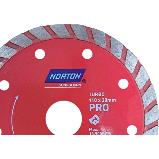 Disco Diamantado Norton Pro Turbo Seco 110X20Mm Marmore E Granito