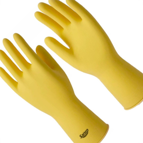 Luva Borracha Sanro Forrada Antiderrapante Top Amarela G - Kit C/10 Pecas Luva Borracha Sanro Forrada Antiderrapante Top Amarela G - Kit C/10 Pecas