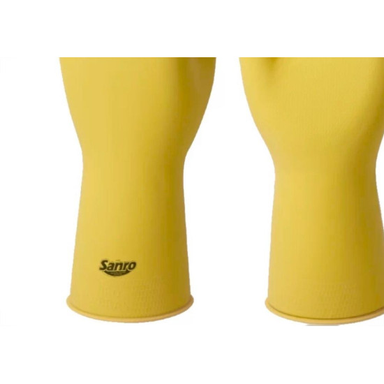 Luva Borracha Sanro Forrada Antiderrapante Top Amarela G - Kit C/10 Pecas Luva Borracha Sanro Forrada Antiderrapante Top Amarela G - Kit C/10 Pecas