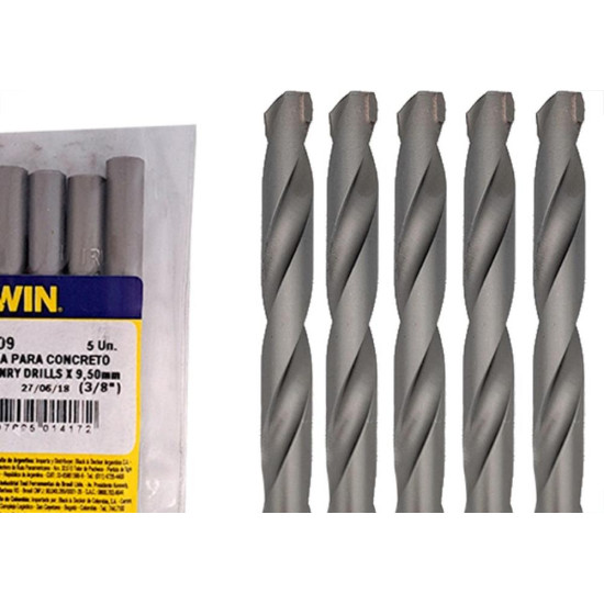 Broca Widea Irwin 9,5 Mm - 3/8'' - Kit C/5 Pecas Broca Widea Irwin 9,5 Mm - 3/8'' - Kit C/5 Pecas