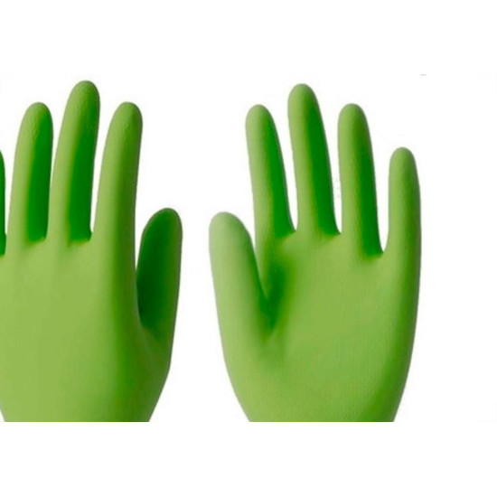 Luva Borracha Sanro Forrada Antiderrapante Top Verde G - Kit C/10 Pecas