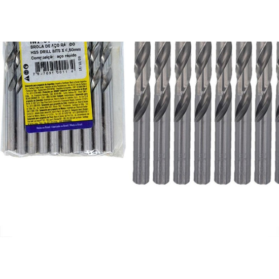 Broca Aco Rapido Irwin 6,5 Mm - Kit C/10 Pecas Broca Aco Rapido Irwin 6,5 Mm - Kit C/10 Pecas