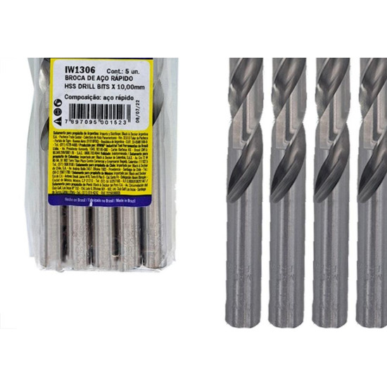 Broca Aco Rapido Irwin 10,0 Mm - Kit C/5 Pecas Broca Aco Rapido Irwin 10,0 Mm - Kit C/5 Pecas