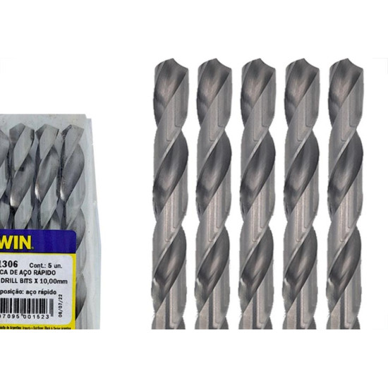Broca Aco Rapido Irwin 10,0 Mm - Kit C/5 Pecas Broca Aco Rapido Irwin 10,0 Mm - Kit C/5 Pecas