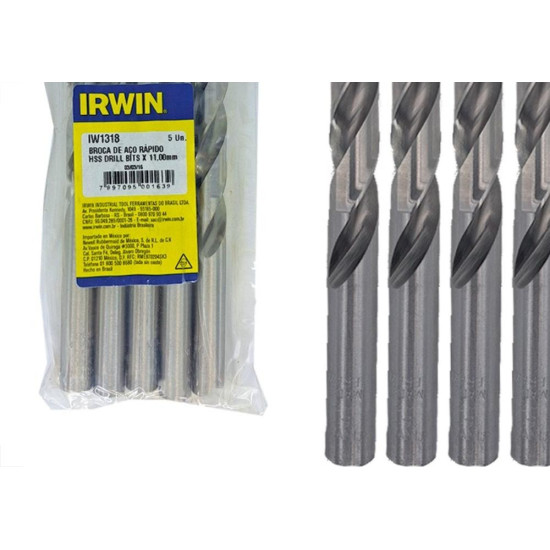Broca Aco Rapido Irwin 11,0 Mm - Kit C/5 Pecas