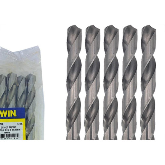 Broca Aco Rapido Irwin 11,0 Mm - Kit C/5 Pecas