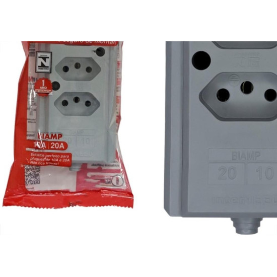 Tomada Barra Interneed 2 Polos +Terra Cinza 20A. Tripla Tomada Barra Interneed 2 Polos +Terra Cinza 20A. Tripla