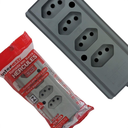 Tomada Barra Interneed 2 Polos +Terra Cinza 20A. Quadrupla Tomada Barra Interneed 2 Polos +Terra Cinza 20A. Quadrupla