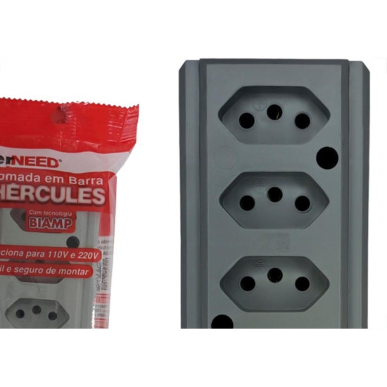 Tomada Barra Interneed 2 Polos +Terra Cinza 20A. Quadrupla Tomada Barra Interneed 2 Polos +Terra Cinza 20A. Quadrupla
