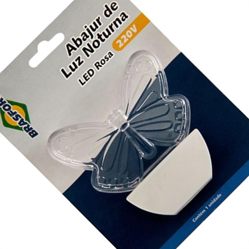 Luz Noturna Brasfort Borboleta Led Rosa 127V. - 8855 Luz Noturna Brasfort Borboleta Led Rosa 127V. - 8855