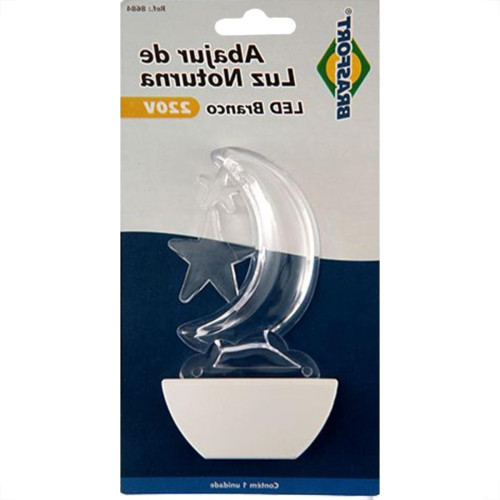 Luz Noturna Brasfort Lua Led Branco 127V. - 8675 Luz Noturna Brasfort Lua Led Branco 127V. - 8675