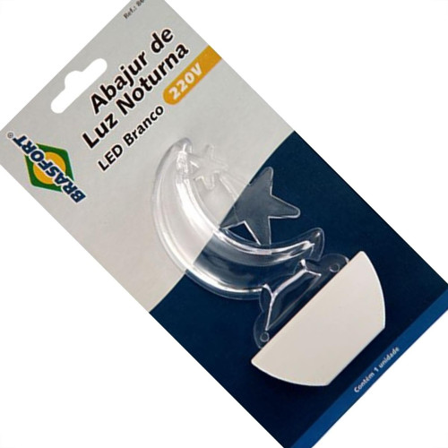 Luz Noturna Brasfort Lua Led Branco 127V. - 8675 Luz Noturna Brasfort Lua Led Branco 127V. - 8675