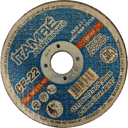 Disco Corte Refratario Itambe 4.3/8''X1/8''X 49,62'' - Furo 20Mm - Makita - Kit C/10 Pecas Disco Corte Refratario Itambe 4.3/8''X1/8''X 49,62'' - Furo 20Mm - Makita - Kit C/10 Pecas