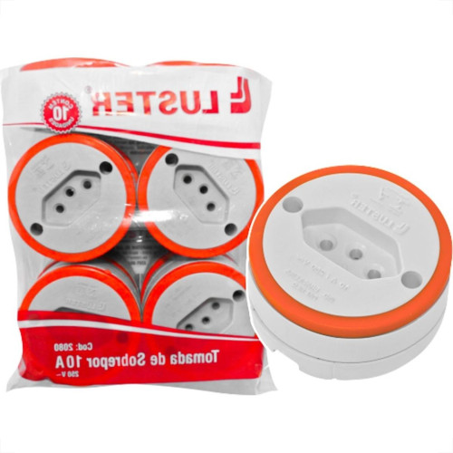 Tomada Externa Luster 2P+T. 10A Grande Cinza 2080 - Kit C/10 Pecas Tomada Externa Luster 2P+T. 10A Grande Cinza 2080 - Kit C/10 Pecas