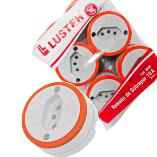 Tomada Externa Luster 2P+T. 10A Grande Cinza 2080 - Kit C/10 Pecas Tomada Externa Luster 2P+T. 10A Grande Cinza 2080 - Kit C/10 Pecas