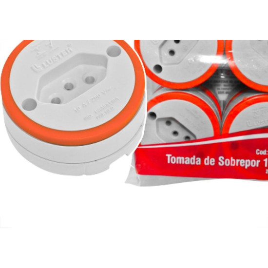 Tomada Externa Luster 2P+T. 10A Grande Cinza 2080 - Kit C/10 Pecas Tomada Externa Luster 2P+T. 10A Grande Cinza 2080 - Kit C/10 Pecas