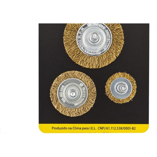 Escova De Aco Jogo Eda Aco Latonado Jogo Com 3 Pecas Com Haste - 7Gj