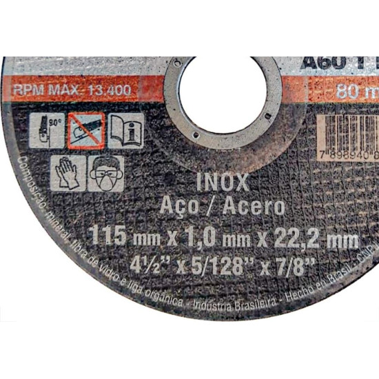 Disco Aco Inox Itambe 4.1/2''X5/128''X7/8'' Lineato - Fino 1,0Mm Disco Aco Inox Itambe 4.1/2''X5/128''X7/8'' Lineato - Fino 1,0Mm