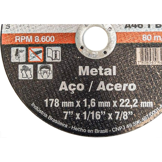 Disco Aco Inox Itambe 7''X1/16''X7/8'' Lineato 7467- Fino 1,6Mm - Kit C/10 Pecas Disco Aco Inox Itambe 7''X1/16''X7/8'' Lineato 7467- Fino 1,6Mm - Kit C/10 Pecas