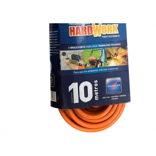 Extensao Daneva Pp Hard Work 2 Polos + Terra 20A. 2,5Mm Laranja - 10M