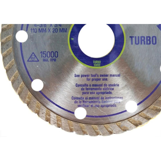 Disco Diamantado Irwin Turbo 110Mm X 20Mm - 13893 - Kit C/5 Pecas Disco Diamantado Irwin Turbo 110Mm X 20Mm - 13893 - Kit C/5 Pecas