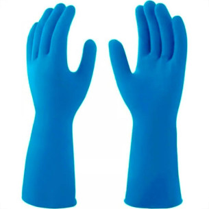 Luva Borracha Mucambo Azul Pro 137 Lisa Antiderrapante - 6-P - Kit C/10 Pecas