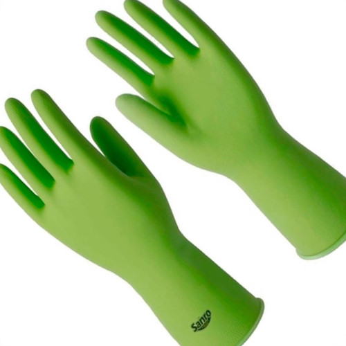 Luva Borracha Sanro Forrada Antiderrapante Top Verde Xg - Kit C/10 Pecas