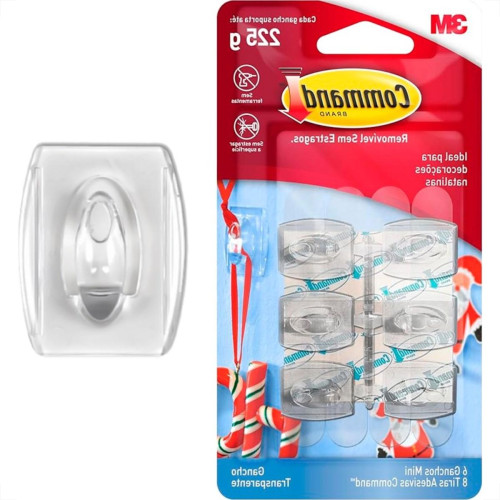 Gancho 3M Command Transparente 225G Mini Com 6 Pecas Gancho 3M Command Transparente 225G Mini Com 6 Pecas