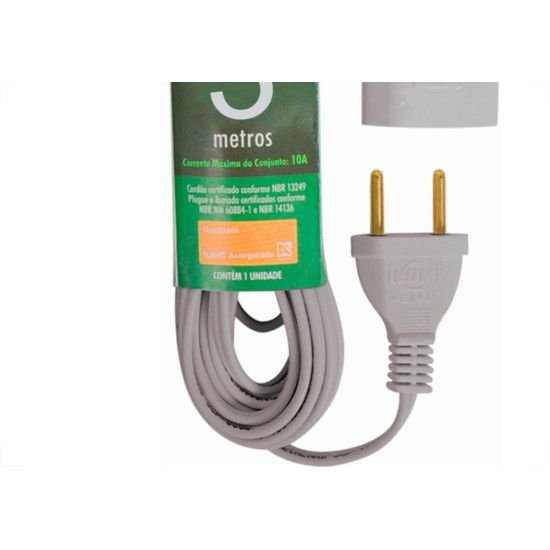 Extensao Ilumi Cordao Prolongador Paralelo 2 Plos 0,75 Cinza 3M - 16810 Extensao Ilumi Cordao Prolongador Paralelo 2 Plos 0,75 Cinza 3M - 16810