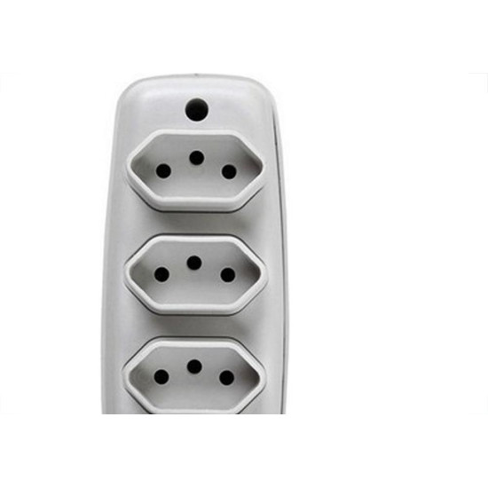 Tomada Barra Ilumi 2P+T. Quadrupla Cinza 10A. 16340