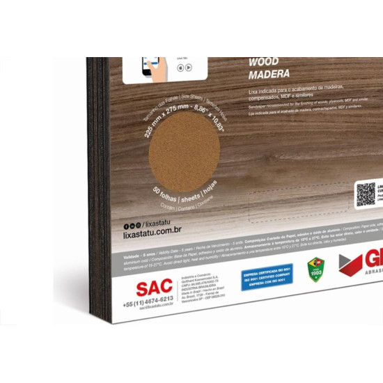 Lixa Madeira Tatu 100 - Kit C/50 Folhas Lixa Madeira Tatu 100 - Kit C/50 Folhas