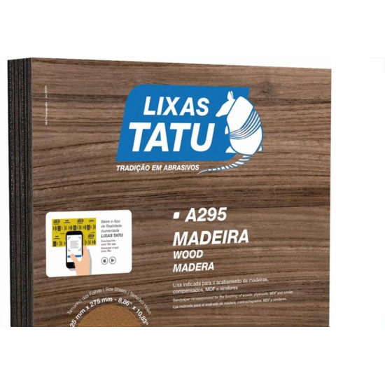 Lixa Madeira Tatu 100 - Kit C/50 Folhas Lixa Madeira Tatu 100 - Kit C/50 Folhas