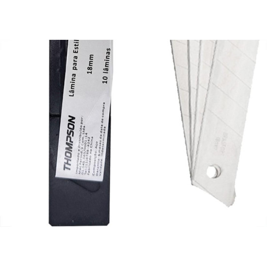Lamina Estilete Larga Thompson 18Mm Com 10 Pecas - Kit C/10 Caixas Lamina Estilete Larga Thompson 18Mm Com 10 Pecas - Kit C/10 Caixas