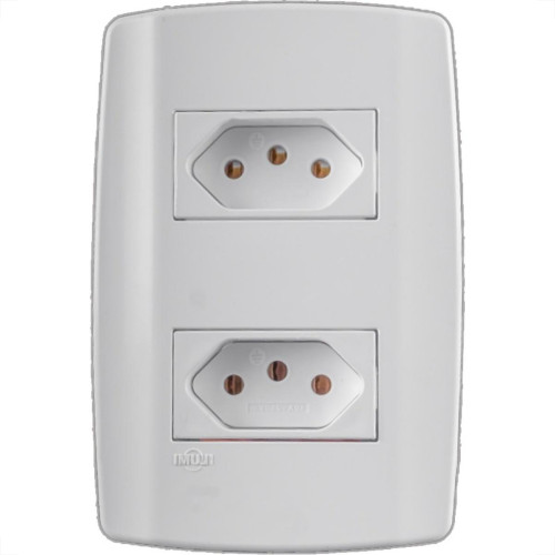 Conjunto Ilumi Slim Branco Com Placa 2 Tomadas 2P+T. 10A. - 80120 Monobloco Conjunto Ilumi Slim Branco Com Placa 2 Tomadas 2P+T. 10A. - 80120 Monobloco