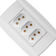 Conjunto Ilumi Slim Branco Com Placa 3 Tomadas 2P+T. 10A. - 80123 Monobloco Conjunto Ilumi Slim Branco Com Placa 3 Tomadas 2P+T. 10A. - 80123 Monobloco