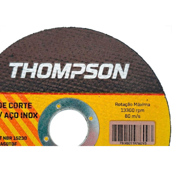 Disco Aco Inox Thompson - 4.1/2''X5/128''X7/8'' - Fino 1,0Mm - Kit C/10 Pecas Disco Aco Inox Thompson - 4.1/2''X5/128''X7/8'' - Fino 1,0Mm - Kit C/10 Pecas