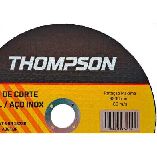 Disco Aco Inox Thompson - 7''X1/16''X7/8'' Fino 1,6Mm - Kit C/10 Pecas