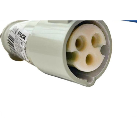 Acoplamento Industrial Femea Steck Newkon 2 Polos+Terra 200V. A 250V. 16A. Azul N3056