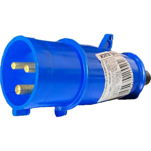 Acoplamento Industrial Macho Steck Newkon 2 Polos+Terra 200V. A 250V. 32A. Azul N3276