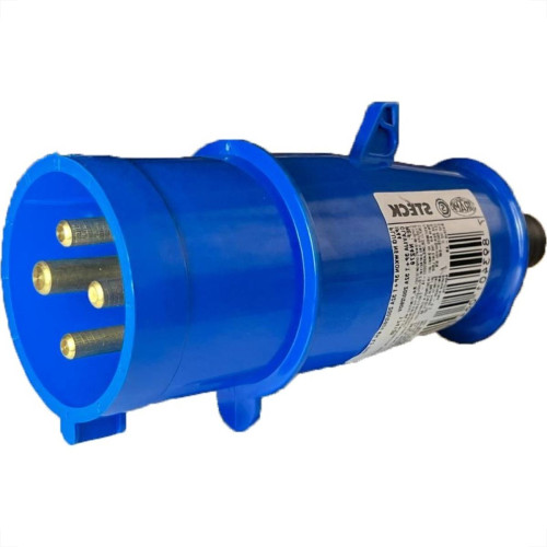 Acoplamento Industrial Macho Steck Newkon 3 Polos+Terra 200V. A 250V. 32A. Azul N4279