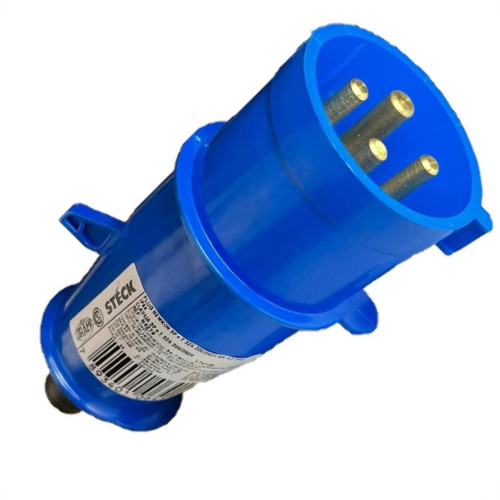 Acoplamento Industrial Macho Steck Newkon 3 Polos+Terra 200V. A 250V. 32A. Azul N4279