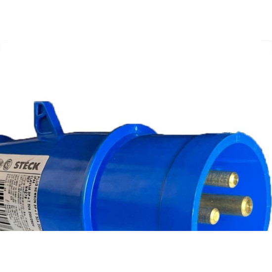 Acoplamento Industrial Macho Steck Newkon 3 Polos+Terra 200V. A 250V. 32A. Azul N4279