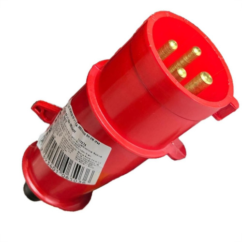 Acoplamento Industrial Macho Steck Newkon 3 Polos+Terra 380V. A 440V. 32A. Vermelho N4276