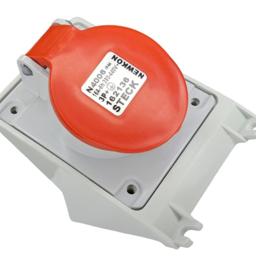Tomada Industrial Sobrepor Steck Newkon 3 Polos+Terra 380V. A 440V. 16A. Vermelha - N4006 Tomada Industrial Sobrepor Steck Newkon 3 Polos+Terra 380V. A 440V. 16A. Vermelha - N4006